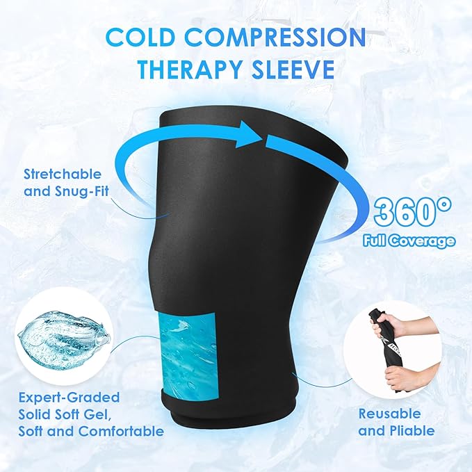 Comfitech Knee Ice Sleeve for Cooling Application, Flexible Cold Gel Pack Reusable, Medium