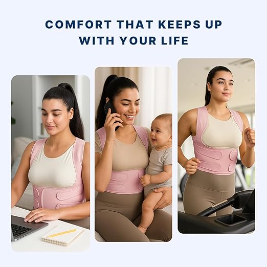 Fit Geno Back Brace Posture Corrector for Women: Shoulder Straightener Adjustable Full Back Support Upper and Lower Back Pain Relief - Scoliosis Hunchback Hump Thoracic Spine Corrector (Large)