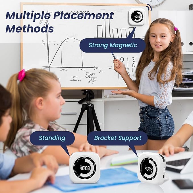 PERSUPER Visual Timer for Kids, 10 Hours Countdown/Up, with Rechargeable, 3 Brightness Display, 3 Volume Levels and Magnetic, Homeschool Study Tool, Large Digital Timers for Kitchen, Classroom