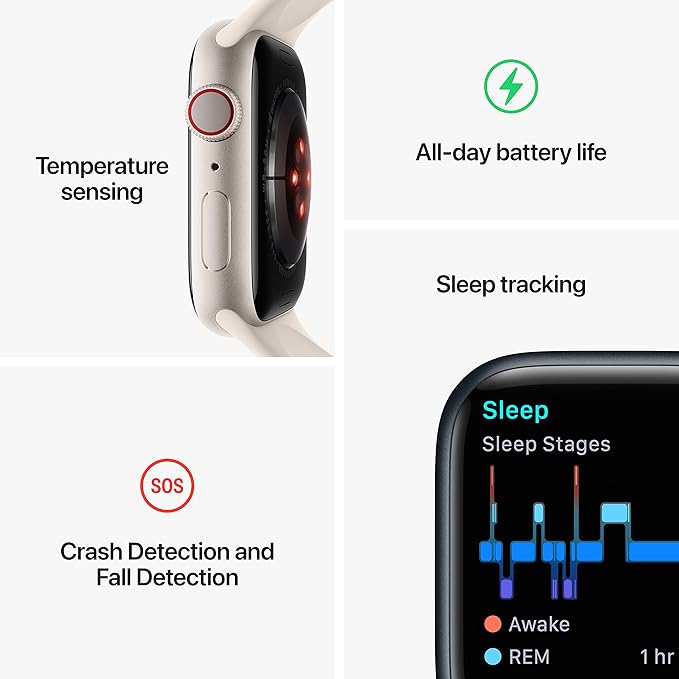 Apple Watch Series 8 [GPS + Cellular, 41mm] - (PRODUCT)Red Aluminum Case with Red Sport Band, M/L (Renewed)