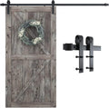 SMARTSTANDARD 7.5FT Barn Door Hardware Kit, Sliding Barn Door Track -Smoothly and Quietly -Easy to Install -Includes Step-by-Step Installation Instruction Fit 42“-45" Wide Door Panel (J Shape Hanger)