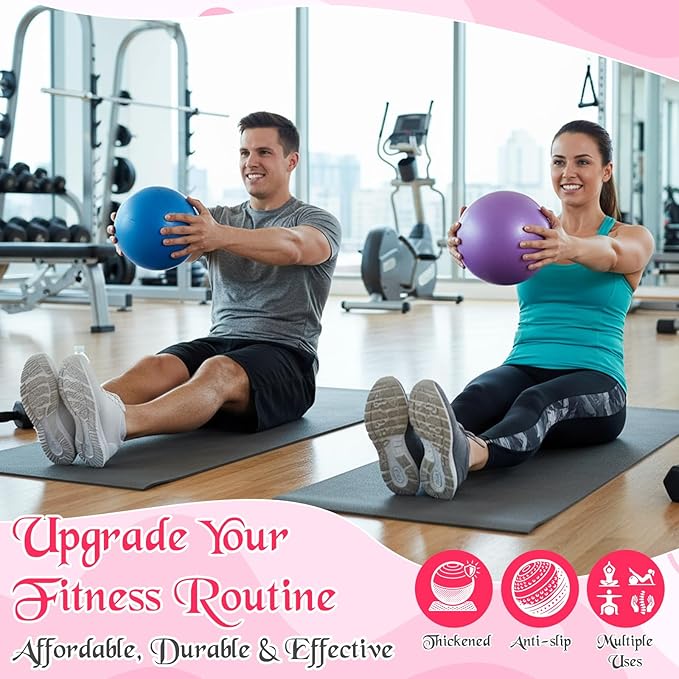 4 Pcs Small Exercise Pilates Ball Bulk 9 Inch Mini Yoga Balls Anti Burst and Slip for Stability, Fitness, Physical Therapy, Stretching & Core Workout at Home Gym Office Class