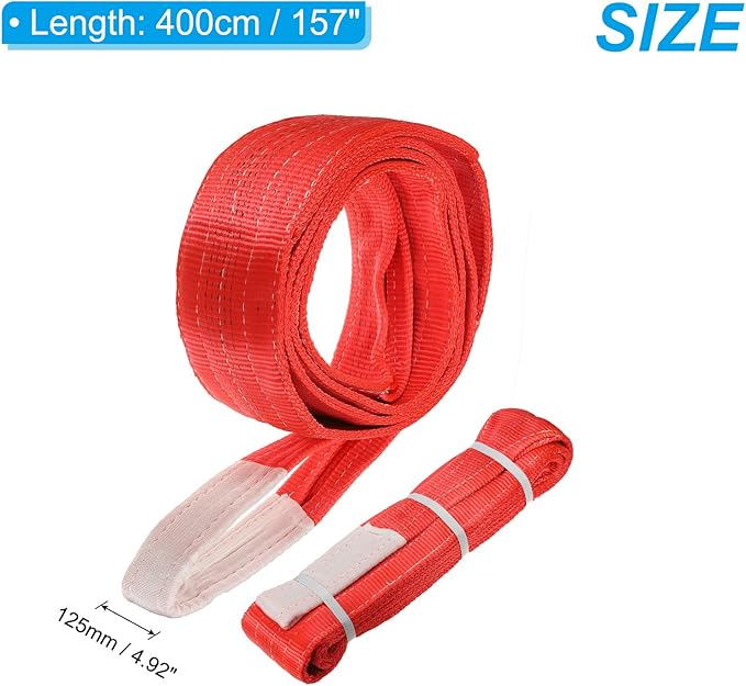 PATIKIL Lifting Slings Straps, 1 Pcs Polyester 12ft Heavy Web Slings Duty Flat Lifting Belts Pull Lifting Straps Slings Mount(11023lbs), Red