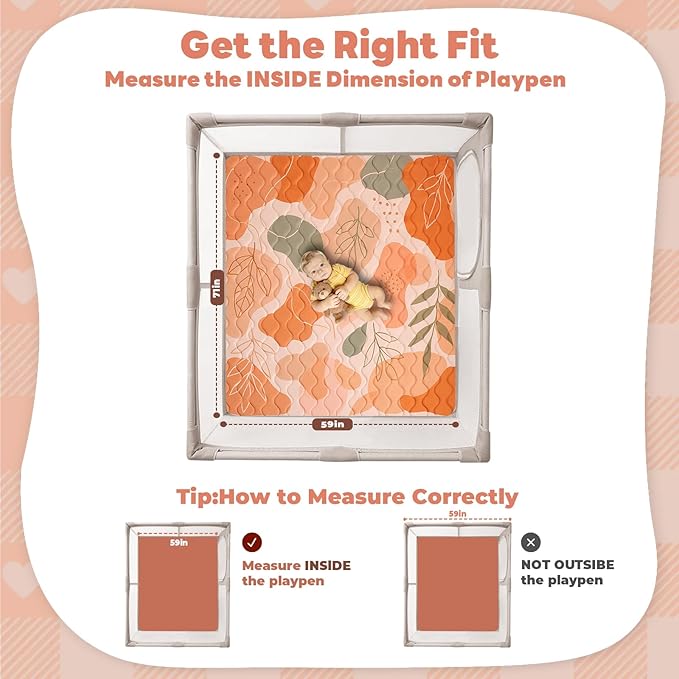 RONGFA Baby Play Mat for Floor, 71'' x 59'' Thicken Foam Soft Padded Mat for Baby, Playpen Mat for Toddlers Infant Kids, Machine Washable, Non-Slip Bottom Safe for Crawling (Stone）