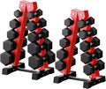 RitFit 250LB/300LB/350LB/550LB/650LB Rubber Hex Dumbbell Sets with Weights Rack, Multiple Color Choices Available, Great Gym Equipment for Home, Strength Training, Workouts