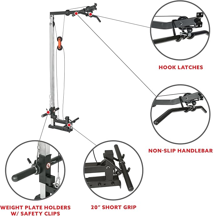 Sunny Health & Fitness Power Zone Strength Rack Power Cage - 1000 LB Weight Capacity, Spotter Bar, Angled Pull-Up Bar, J-Hooks, Resistance Band Pins, Optional LAT Pull Down
