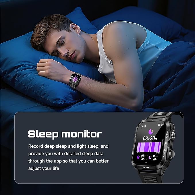 Smart Watch for Men Fitness Tracker - Professional Waterproof Bluetooth Calling Sports Watch, Sleep Monitor, Spo2 & Heart Rate Monitor, Compatible with Android and iOS