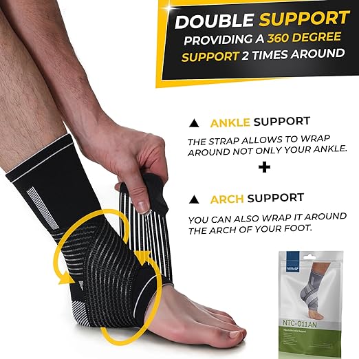 NeoTech Care Adjustable Ankle Support Brace (Black, Size L, 1 Unit)