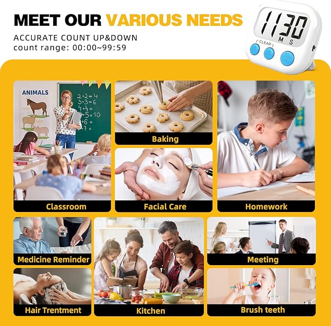 Classroom Timers for Teachers Kids Large Magnetic Digital Timer Teacher Supplies 24 Pack-Blue White