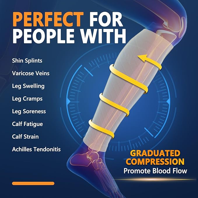 CTHH 3 Pairs Calf Compression Sleeves for Men & Women – Footless Compression Socks Leg Sleeve Support for Shin Splints
