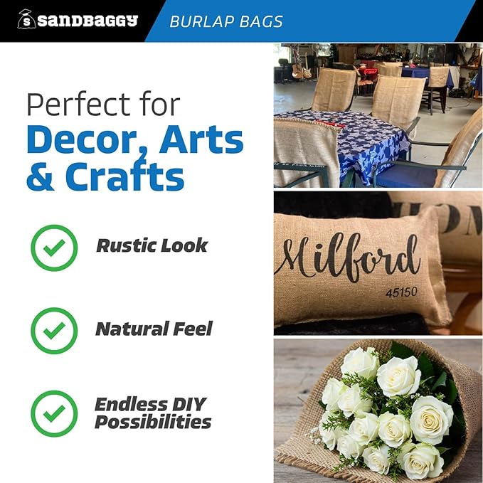 Sandbaggy Burlap Sand Bag - Size: 14" x 26" - Sandbags 50lb Weight Capacity - for Flooding, Flood Water Barrier, Tent Sandbags, Store Bags - bag of sand- Sand Not Included (3,000 Bags)