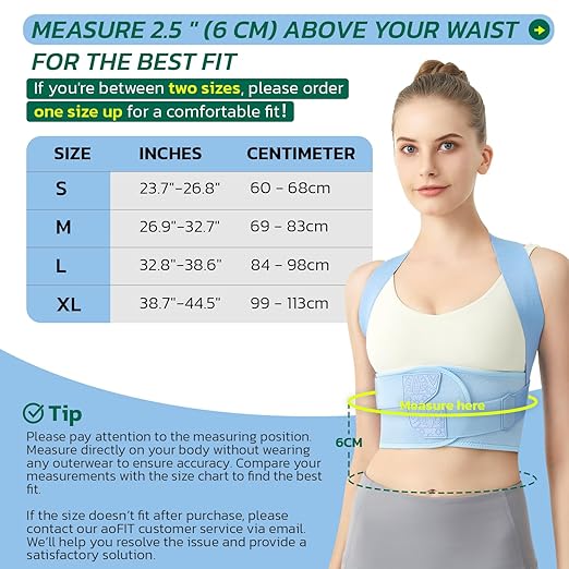 aoFIT Posture Corrector for Women - Lightweight and Breathable Back Brace for Pain Relief, Rounded Shoulders and Hunchback, Compact & Portable with Fashionable Design, Invisible Under Clothes Blue S