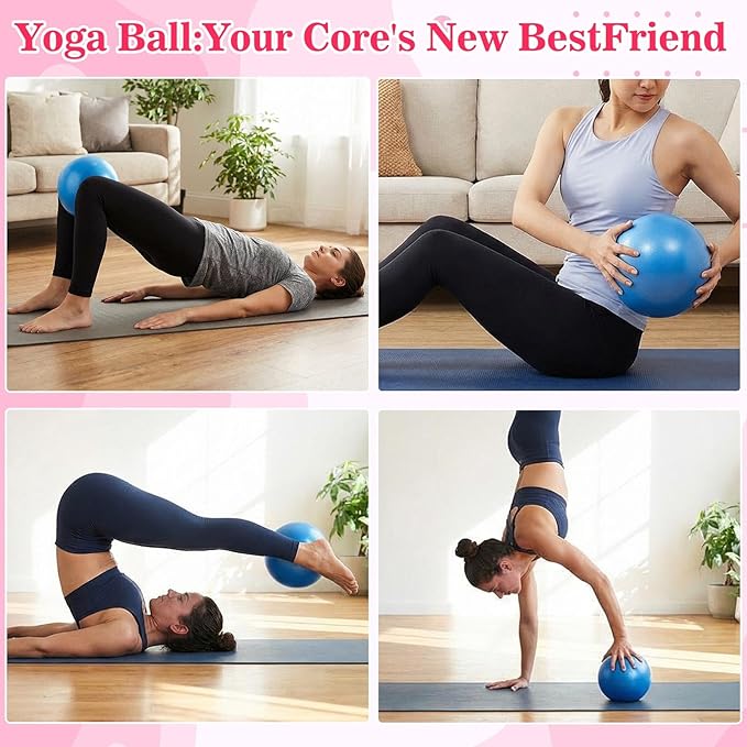 4 Pcs Small Exercise Pilates Ball Bulk 9 Inch Mini Yoga Balls Anti Burst and Slip for Stability, Fitness, Physical Therapy, Stretching & Core Workout at Home Gym Office Class