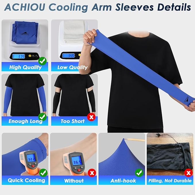Achiou Cooling Ice Silk Arm Sleeves, Summer UV Sun Protection Compression Sleeves UPF 50+ for Women Volleyball Youth Sports