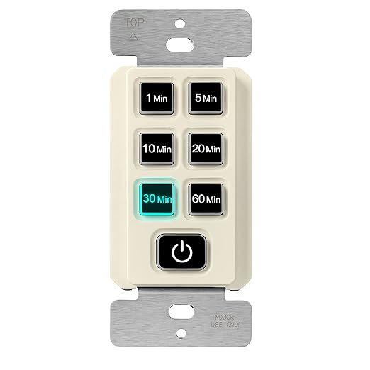 TOPGREENER 1-Hour Countdown Timer Switch, 1-5-10-20-30-60 Min, for Fans and Lights, LED Indicator, 120VAC 60Hz, 1/2HP, 150W LED, Neutral Wire Required, UL Listed, TGT06-1H-RT-LA, Light Almond