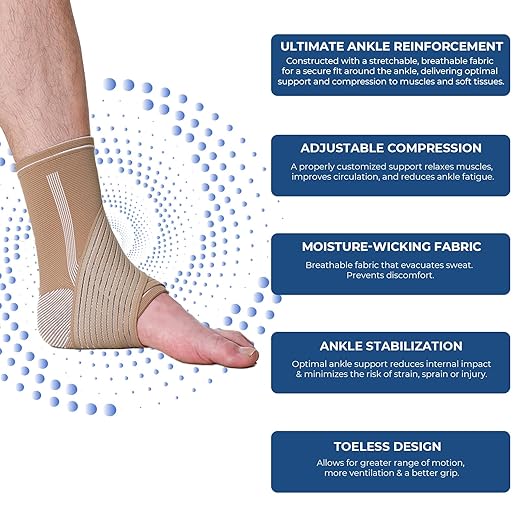 NeoTech Care Adjustable Ankle Support Brace (Beige, Size XL, 1 Pair)