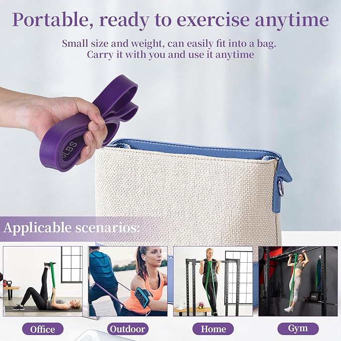 Resistance Bands for Working Out, Pull Up Assistance Bands, Exercise Workout Bands for Men & Women, Gym Bands with Door Anchor & Handle, Stretching Bands for Physical Therapy, Muscle Training