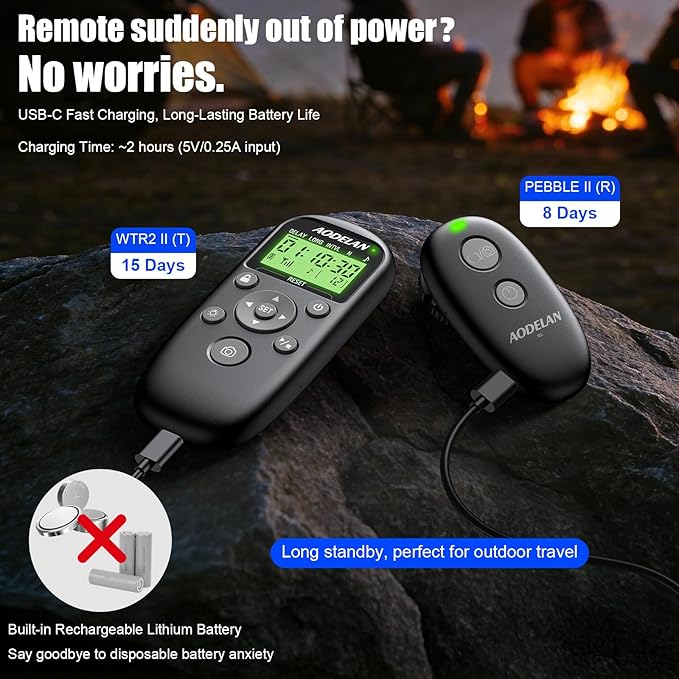 for Canon Cameras Wireless Rechargeable Timer Shutter Release Remote Control with LCD & Upgraded Interval Timer for EOS R6 Mark II, R7, R50 V, R100, RP, Rebel T7, T6, T5, T3, SL2, 5D Mark III