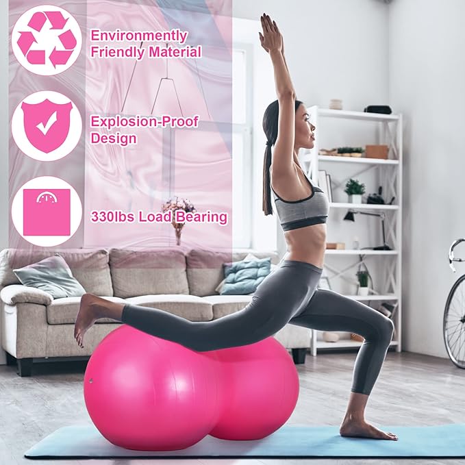 Wettarn 2 Pcs Peanut Ball Peanut Exercise Ball Pregnancy Yoga Stability Fitness Earthnut with Pump for Labor Birthing, Core Strength Training