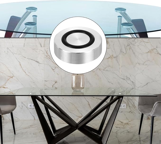 uxcell M8 Thread 30mm / 1.2" Dia 12mm Thick Aluminum Circle Disc Glass Top Adapter 4pcs Round Solid Table Feet Pad Plate Hardware with Anti-Slip Rubber Ring