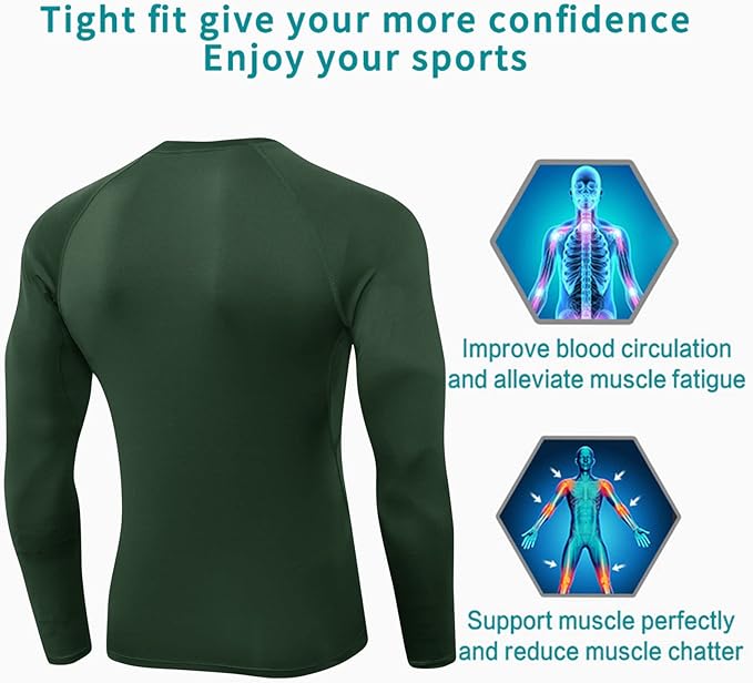 SPVISE 1 or 3 Pack Men's Compression Shirts Long Sleeve Workout Gym T-Shirt Running Top Cool Dry Sports Baselayer Undershirts