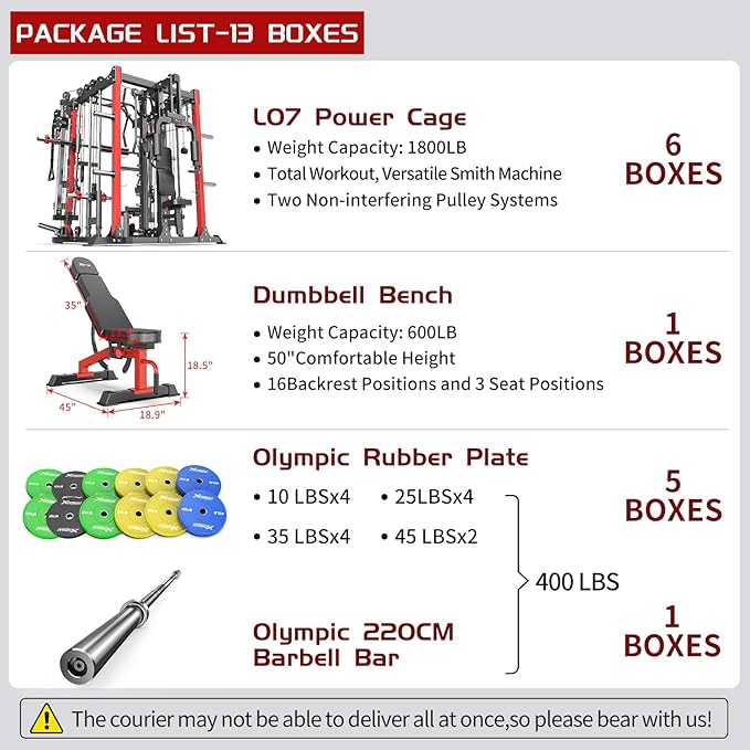 Multi-Purpose Squat Rack,Smith Machine Weight Rack Set with Cable Crossover System, Home Gym Power Racks, Power Racks and Packages