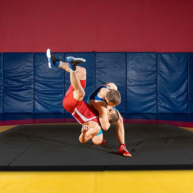 BalanceFrom 10x4 Feet 4-Panel Folding Gymnastics Mat – 2-Inch Thick Pad with Vinyl Surface and Carrying Handles for Tumbling, Yoga, Pilates, Home Workouts, and Martial Arts