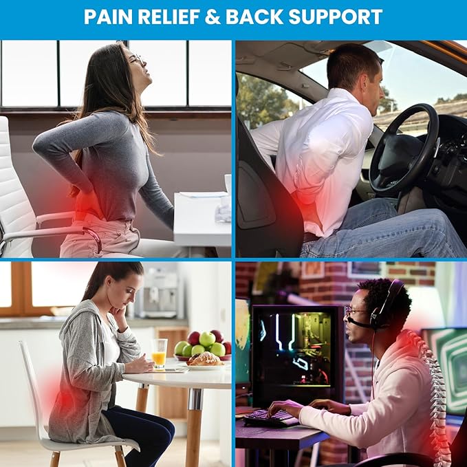 Lumbar Support Pillow for Office Chair, Office Home Essentials,Gifts for Mom,Dad, Back Support Pillow for Car, Chair Cushions,Back Pain Relief Improve Posture,Mesh Cover Double Adjustable Straps