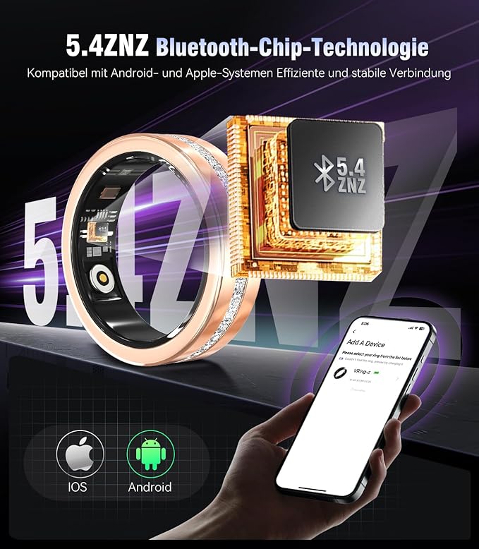 10 Gen Diamond Smart Ring and Wireless Charging Case【Industry Ranking No.1 – 0 Measurement Error】 2026 Smart Ring for Women & Men for Sleep Tracking Wearable Device,Fitness Ring【Gold 8#】