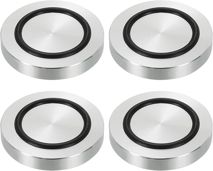 uxcell M8 Thread 50mm / 2" Dia 8mm Thick Aluminum Circle Disc Glass Top Adapter 4pcs Round Solid Table Feet Pad Plate Hardware with Anti-Slip Rubber Ring