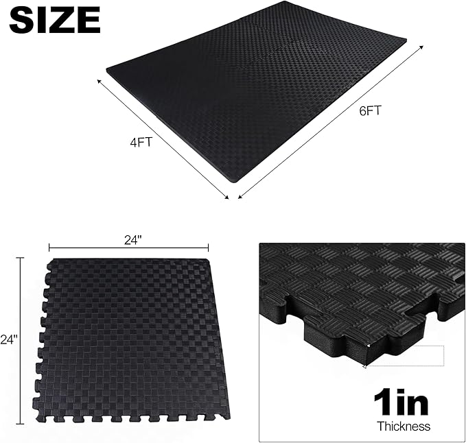 Elevon Puzzle Exercise Gym Flooring Mat, EVA Interlocking Foam Tiles Workout Mat for Home Gym, Fitness Equipment, MMA, Gymnastics, Shock-Absorbing Exercise Mat, Multi-Color