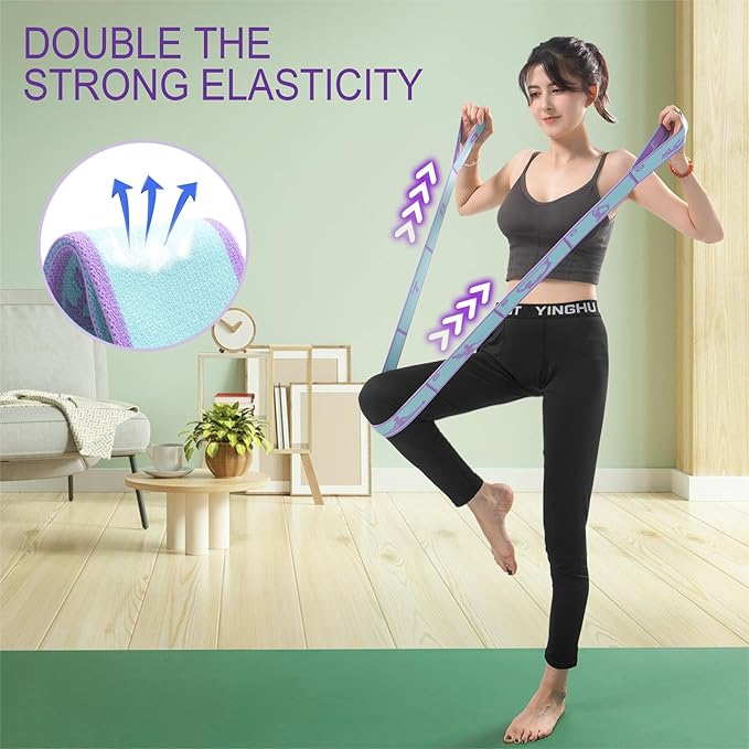 Yoga Straps for Stretching Strap Elastic for Physical Therapy Dance Yoga Pilates Gymnastics Exercise Flexible Pilates Stretch Band for Women Men