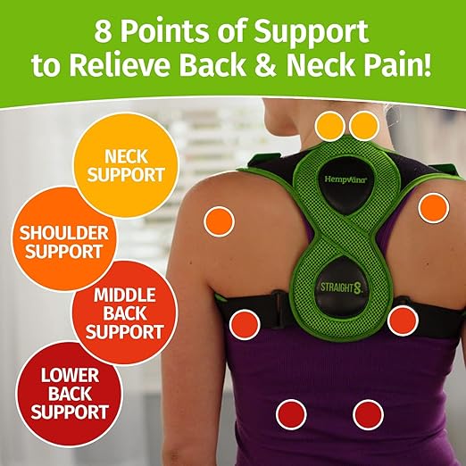 Hempvana Straight 8 Posture Corrector for Women & Men, As Seen On TV, Adjustable Support, Helps Relieve Neck & Back Strain
