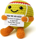 Mini Positive Crochet Tennis Ball Gifts for Women Men - Handmade Crochet Tennis Ball, Motivational Encouragement Christmas White Elephant Gift for Tennis Balls Lover Coworker Friend Coach