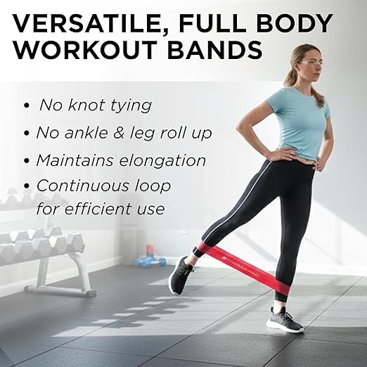 THERABAND Resistance Band Loop Set, 8" Workout Bands for Strength Training, Stretching & Physical Therapy, Set of 4 Color-Coded Exercise Bands with Varying Resistance Levels, Portable & Durable