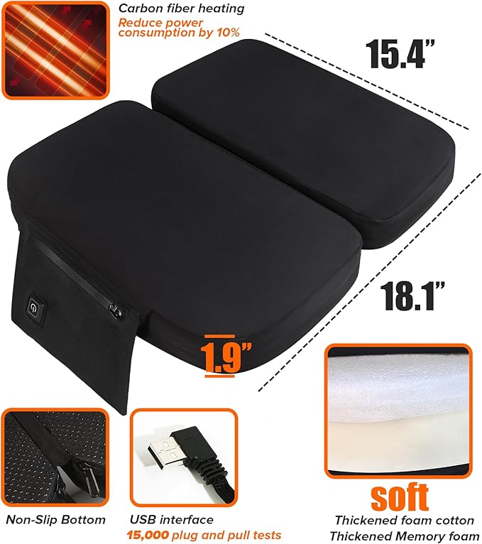 Heated Stadium Seats for Bleachers, Thicken Memory Foam Folding Heated Seat Cushion, Heating Camping Chair Seat Pad Cordless, Seat Warm for Office Chair（Power Bank Not Include）