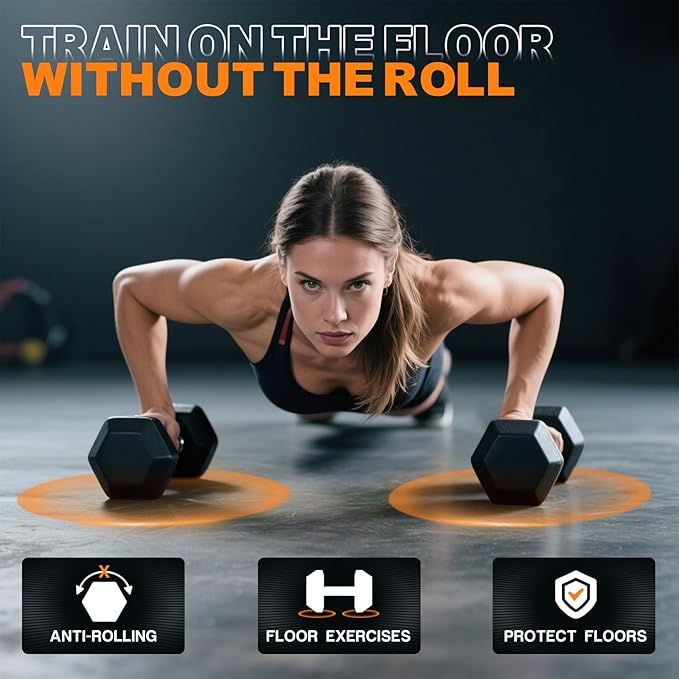 Mikolo Dumbbell Sets with Rack, Rubber Hex Dumbbells, Multiple Choices in 160/200/380/450/550LB, Hand Weights with Chrome Handle for Strength Training