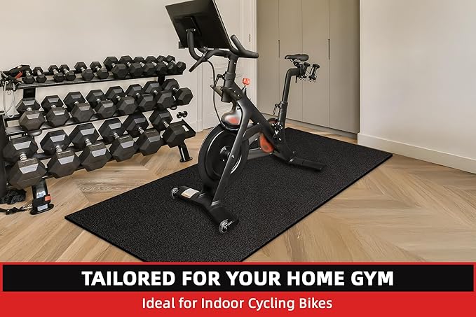 Treadmill Mat, 7'x3'/6'x3'/6'x2.5'/5.6'x2'/4'x2', 6mm Thick Exercise Equipment Gym Mat for Hardwood FloorCarpet, Compatible with Peloton Bike, Indoor Spin Bike, Elliptical