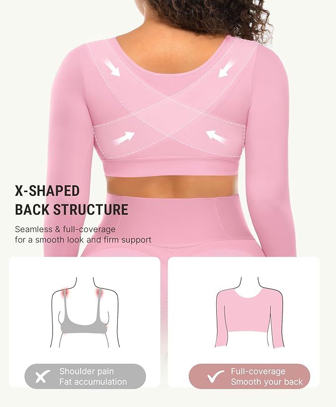 FeelinGirl Arm Shaper for Women Post Surgery Arm Lipo Compression Sleeves Slimming Arm Faja Front Closure Shapewear Bra
