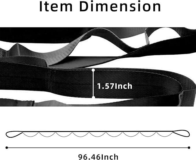 SANKUU Yoga Straps Stretching Strap with 12 Loops Workout Poster, Straps for Stretching Physical Therapy Equipment Long Stretch Out Bands for Exercise, Pilates and Gymnastics for Women Men