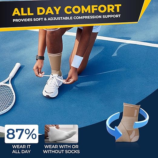 NeoTech Care Adjustable Ankle Support Brace (Beige, Size XL, 1 Pair)