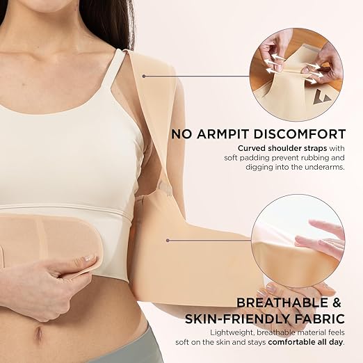 Vicorrect Adjustable Posture Corrector for Women: Comfortable Fit for Body Types - Invisible Under Clothes Wearable for Sitting and Exercise - Helps with Upper Back Shoulder Neck Pain (Beige, Large)