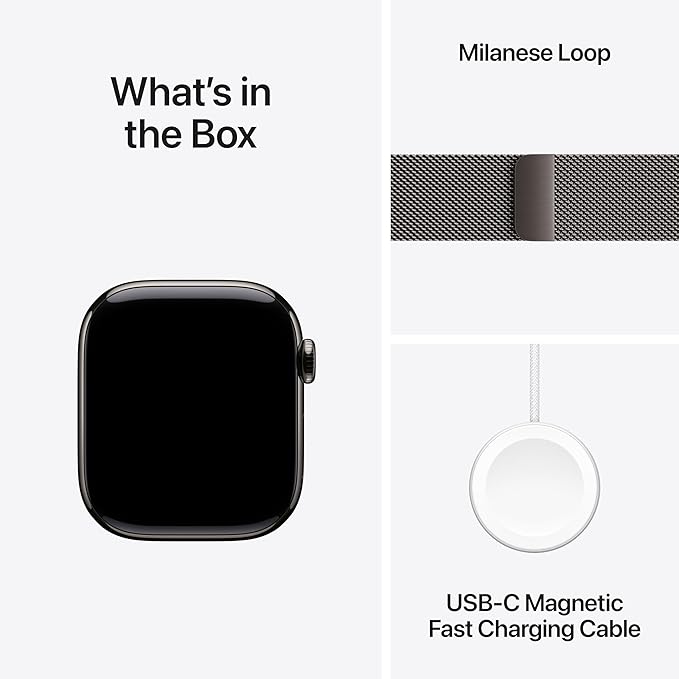 Apple Watch Series 11 [GPS + Cellular 42mm] Smartwatch with Slate Titanium Case with Slate Milanese Loop. Sleep Score, Fitness Tracker, Health Monitoring, Always-On Display, Water Resistant
