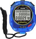 Stopwatch Timer 10 Splits/Laps Digital Stop Watch for Sports, Countdown Alarm Clock Date Memory Recall Large Display, Stopwatch for Coaches PE-Teacher Referee (Blue, 10 Splits/laps)