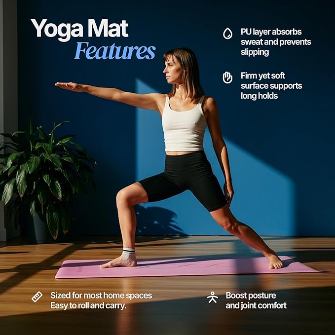 PU Rubber Premium Yoga Mat with Bag | Extra Thick Yoga Mat Thick | Pilates Mat | Gym Mats for Home Gym Floor Mat | Home Exercise Mats for Home Workout Accessories | Grounding Wel Workout Mats for Home Gym | Yoga Matt | Stretching Mat