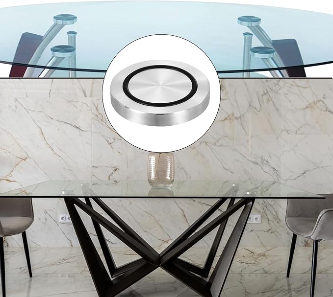 uxcell M8 Thread 55mm / 2.2" Dia 8mm Thick Aluminum Circle Disc Glass Top Adapter 4pcs Round Solid Table Feet Pad Plate Hardware with Anti-Slip Rubber Ring