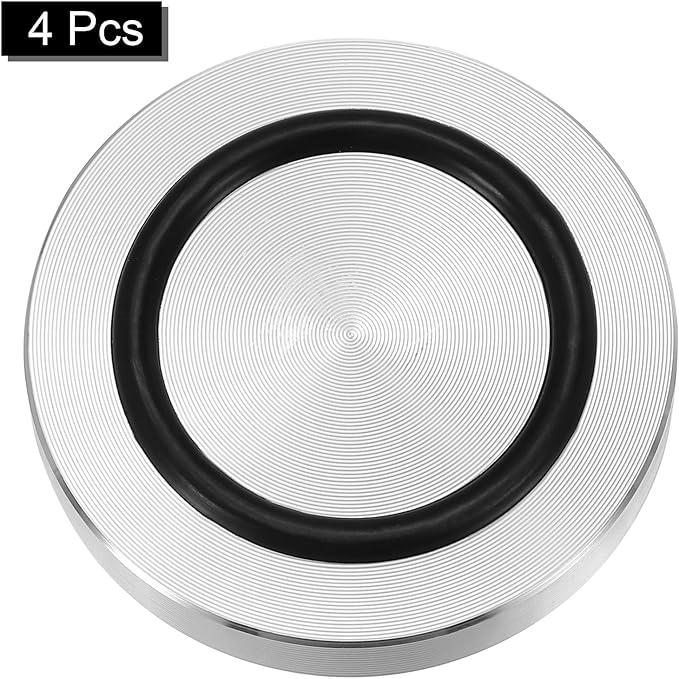uxcell M8 Thread 50mm / 2" Dia 8mm Thick Aluminum Circle Disc Glass Top Adapter 4pcs Round Solid Table Feet Pad Plate Hardware with Anti-Slip Rubber Ring