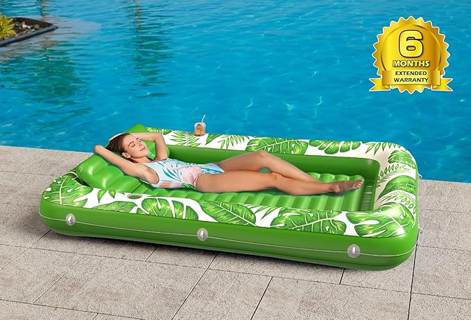 Inflatable Tanning Pool Lounger Float - Jasonwell 4 in 1 Sun Tan Tub Sunbathing Pool Lounge Raft Floatie Toys Water Filled Tanning Bed Mat Pad for Adult Blow Up Kiddie Pool Kids Ball Pit