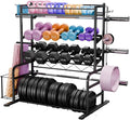 XL Adjustable Weight Rack for Dumbbells - Barbell Holder Bumper Plate Storage Rack with 3 Olympic Bar Racks, Dumbbell Rack Weight Stand,Home Gym Storage Rack for kettlebells,Yoga Mat