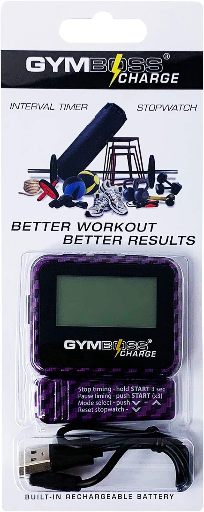Gymboss Charge Interval Timer and Stopwatch & Watchstrap - Bundle